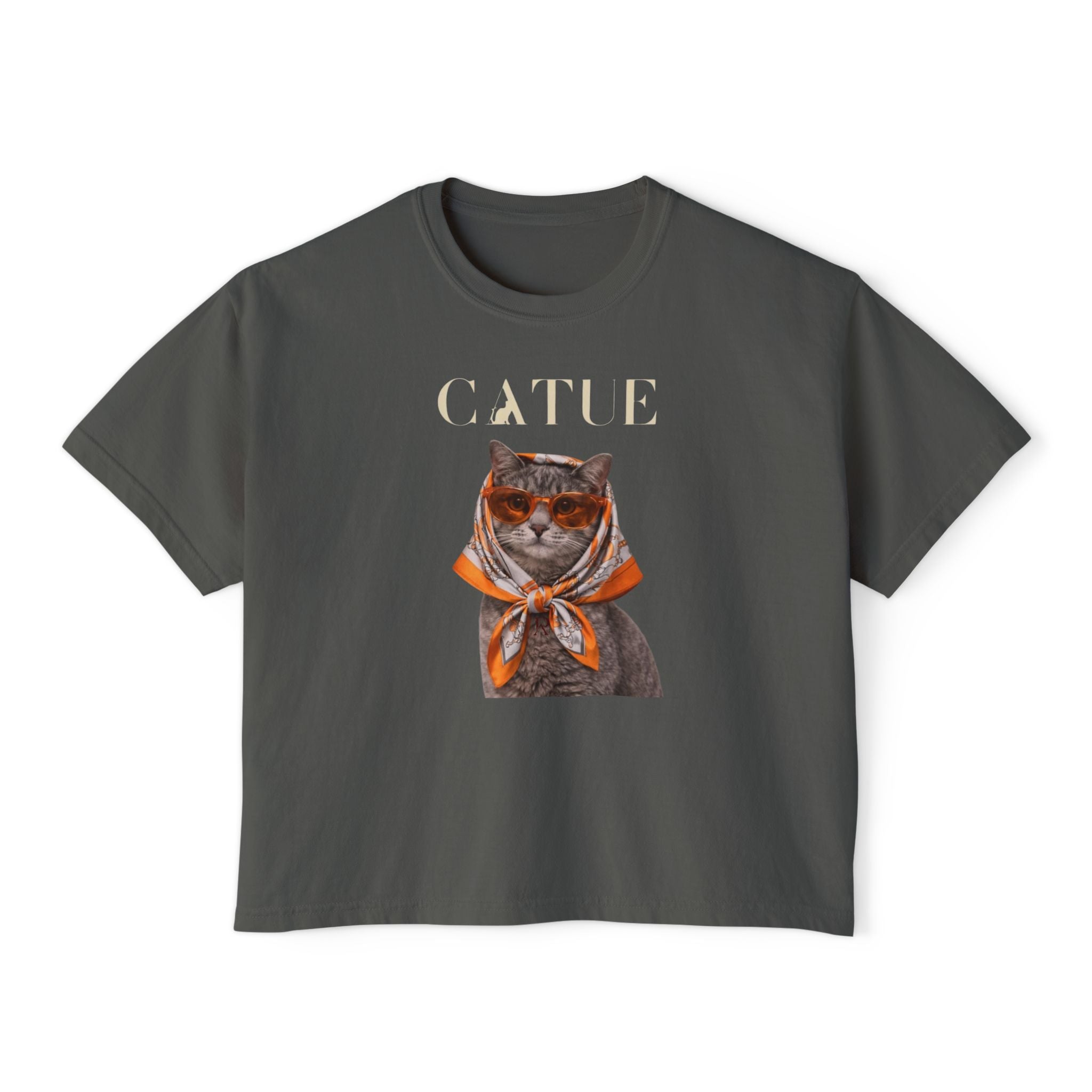 Cat in Scarf Boxy Tee
