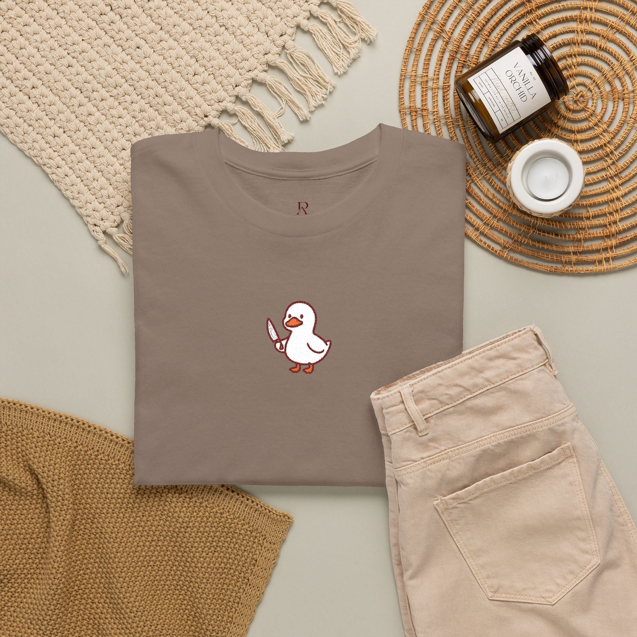 Embroidered Duck With Knife T-Shirt