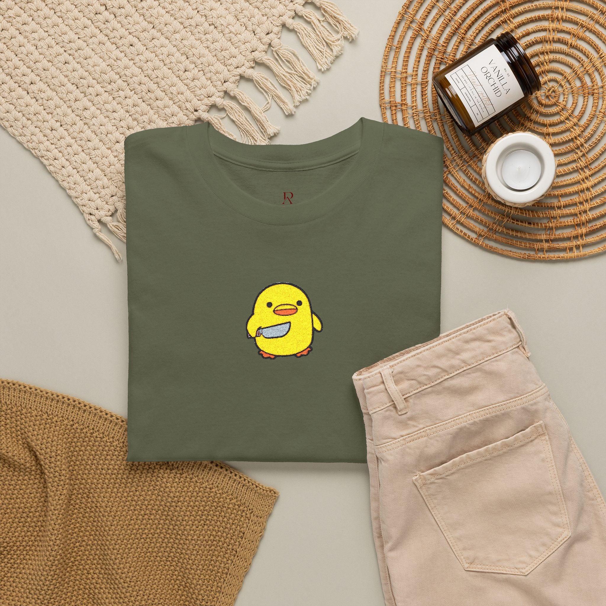 Embroidered Chick With Knife T-Shirt