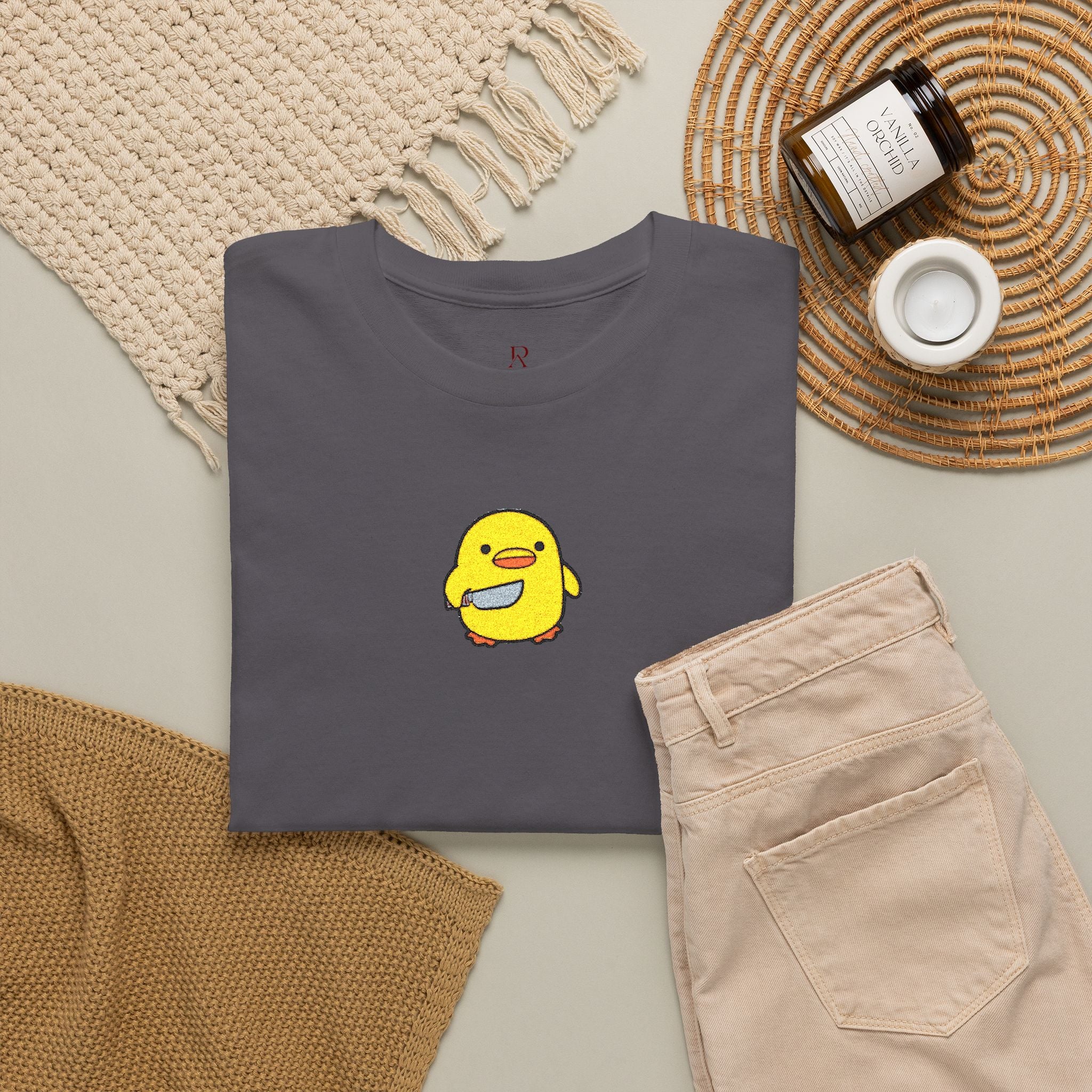 Embroidered Chick With Knife T-Shirt