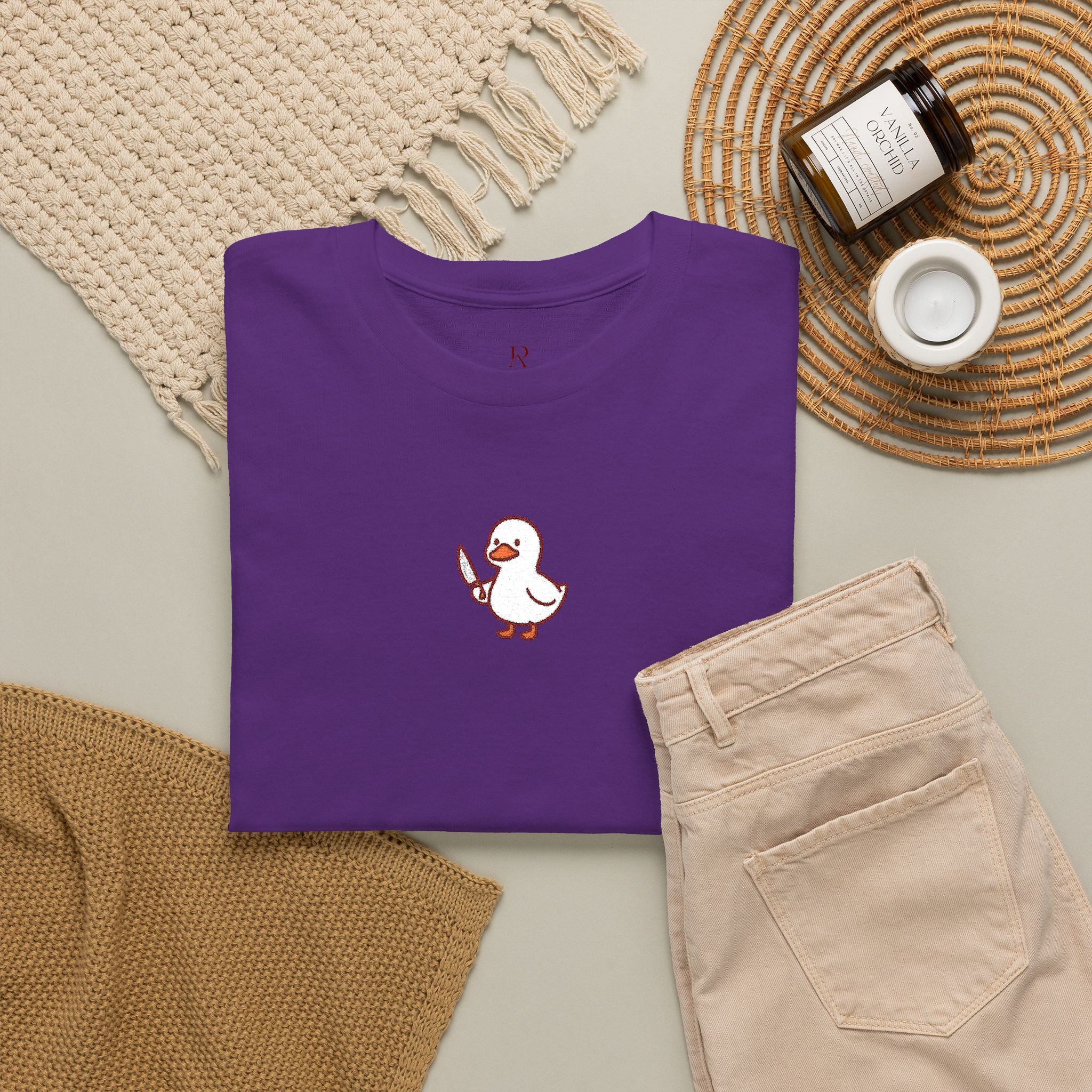 Embroidered Duck With Knife T-Shirt
