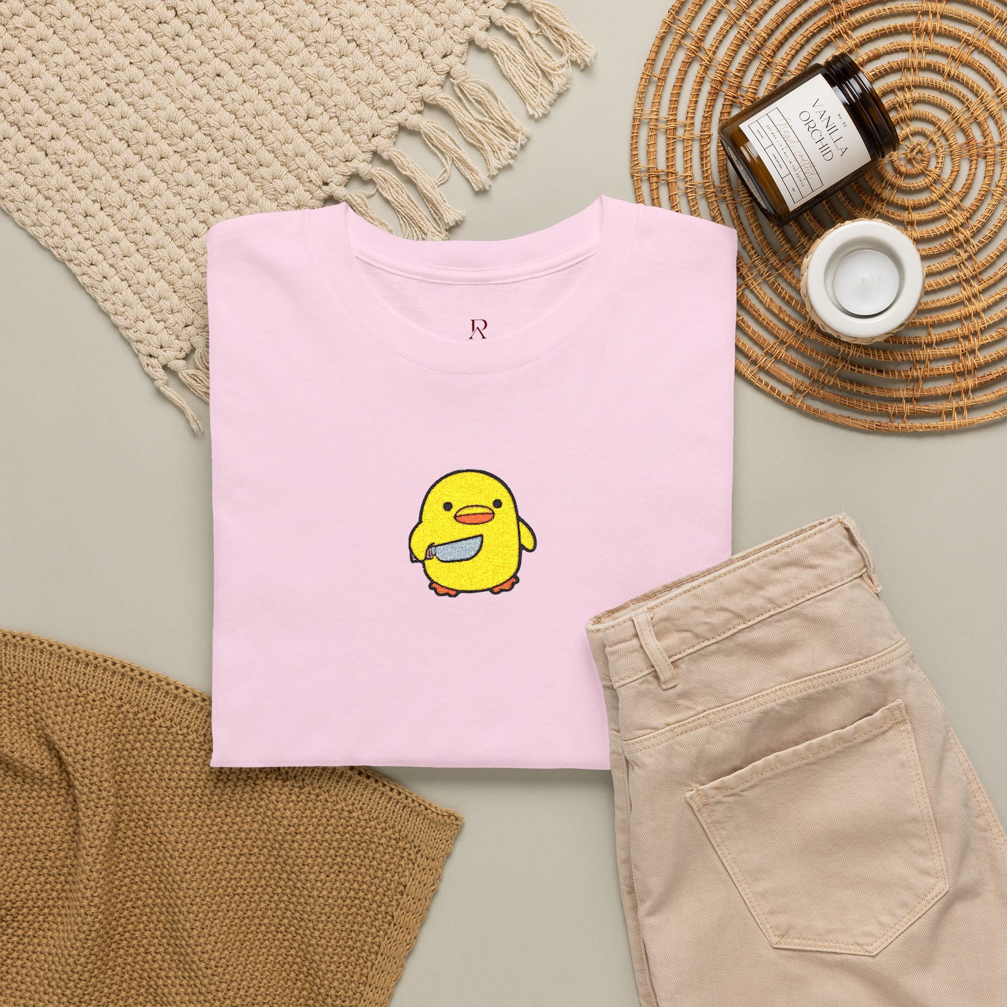 Embroidered Chick With Knife T-Shirt