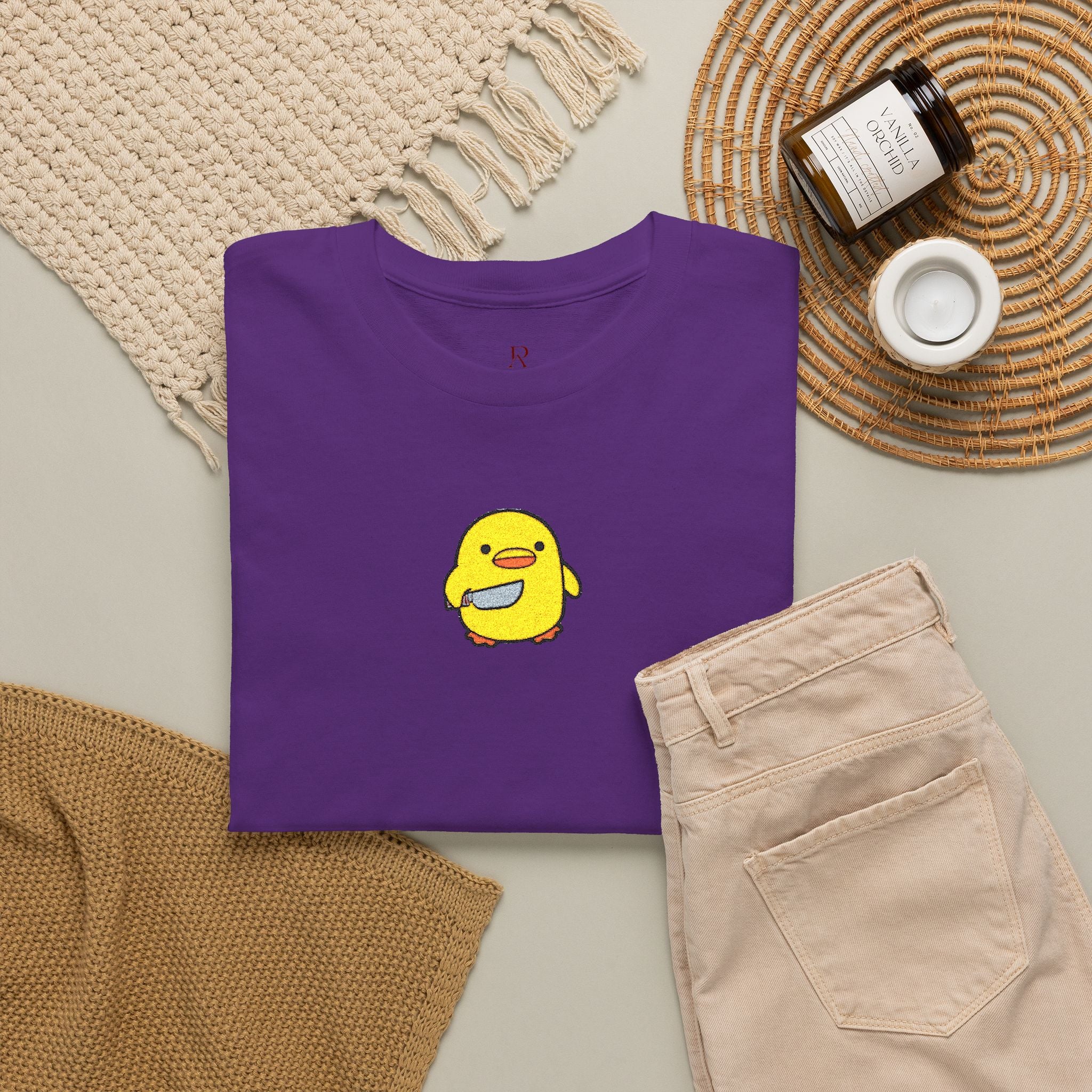 Embroidered Chick With Knife T-Shirt
